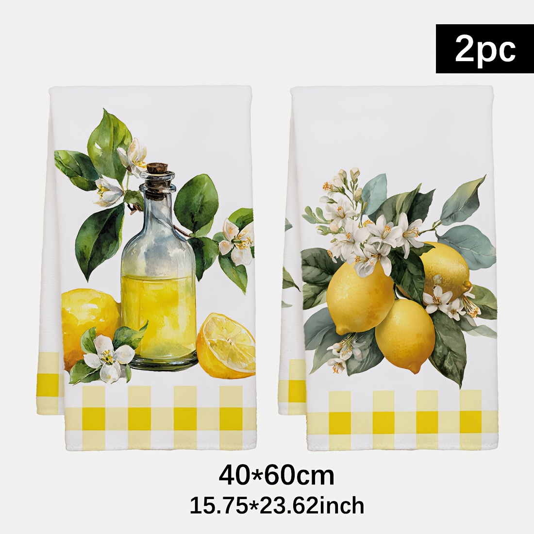 Kitchen Baking Necessities - 2'li Set, Limon Çiçek Desenli Mutfak