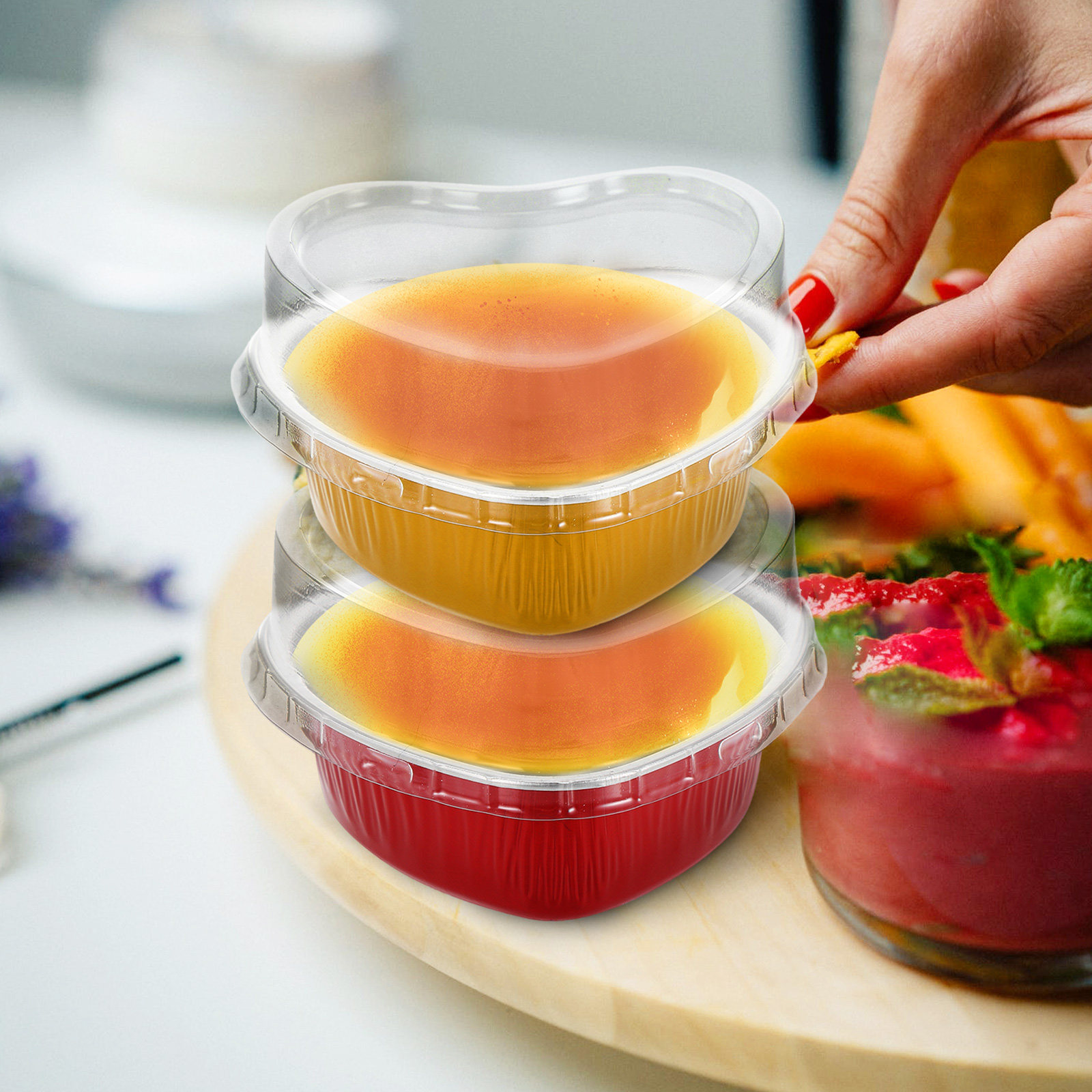 Mini Kitchen Baking - 20 takım alüminyum folyo kalp şeklinde